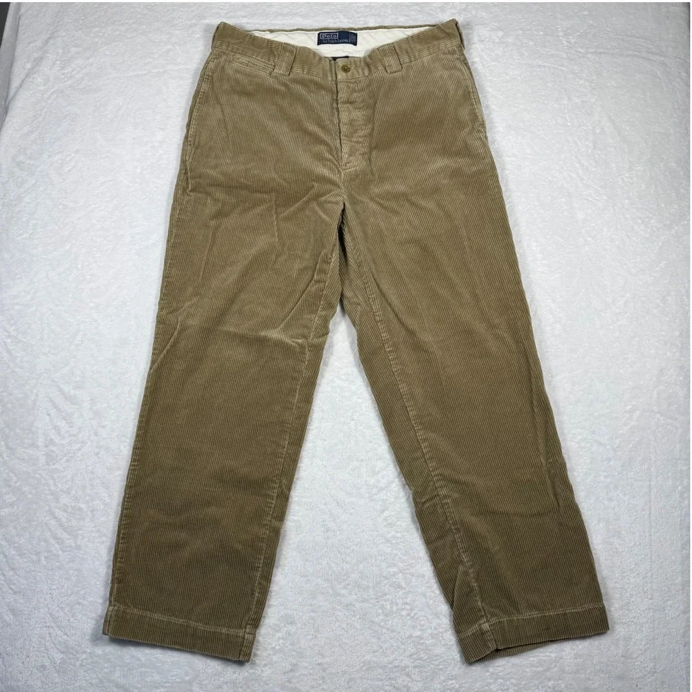 Polo Ralph Lauren Men's 35X30 Tan Corduroy Pants Straight Leg Wide Wale Brown